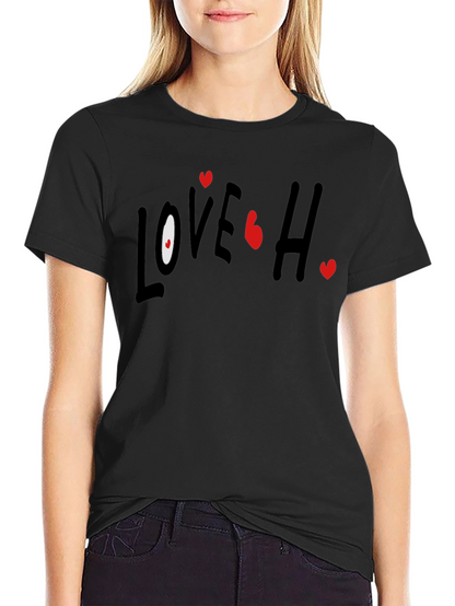 Love Hearts Graphic Black T-Shirt