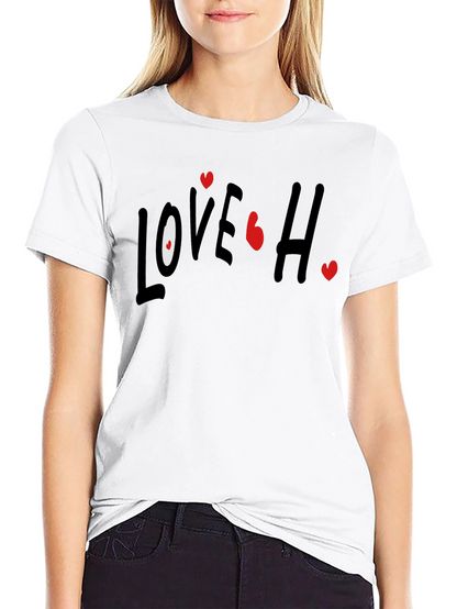 Love Hearts Graphic Black T-Shirt