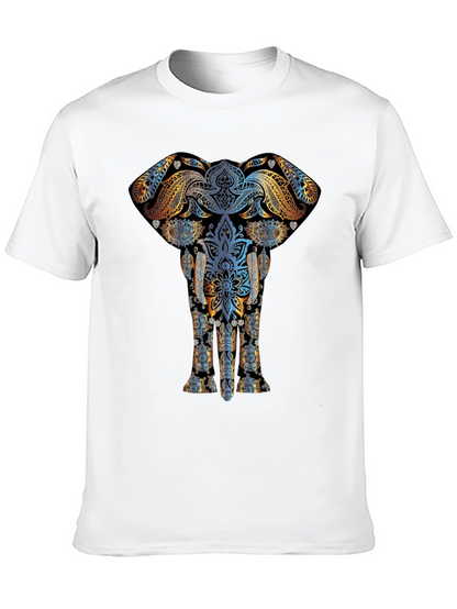 Elephant Mandala Graphic Print Black T-Shirt