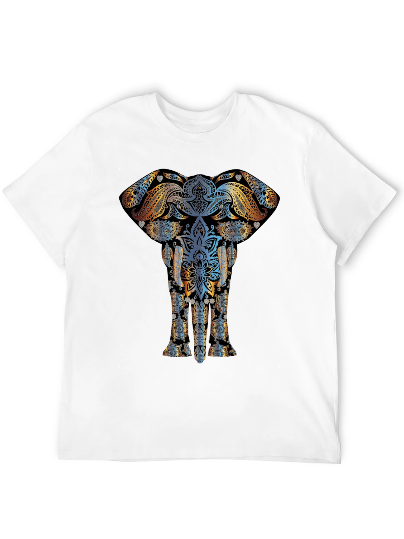 Elephant Mandala Graphic Print Black T-Shirt