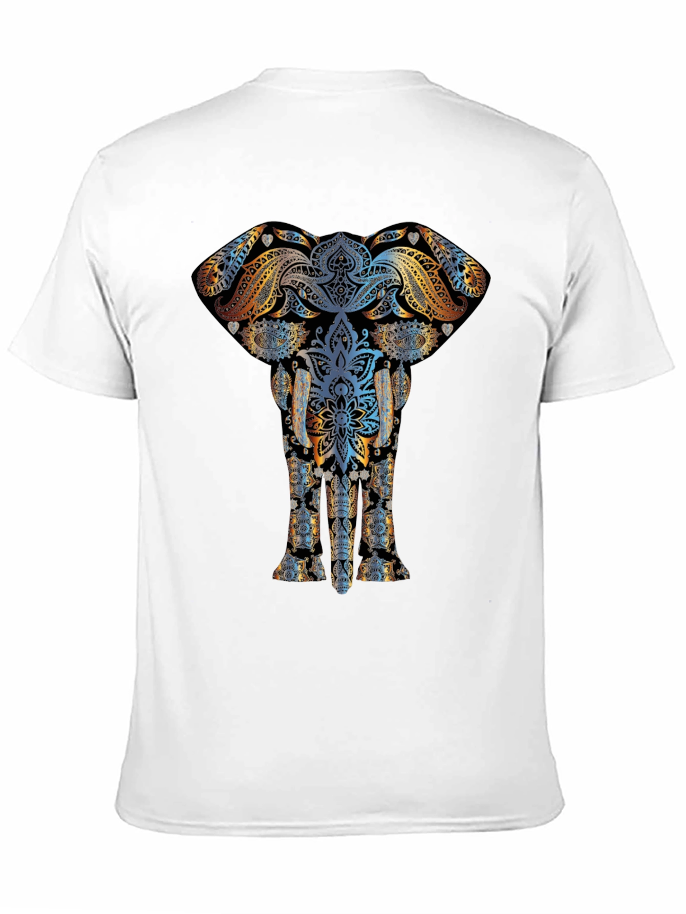 Elephant Mandala Graphic Print Black T-Shirt