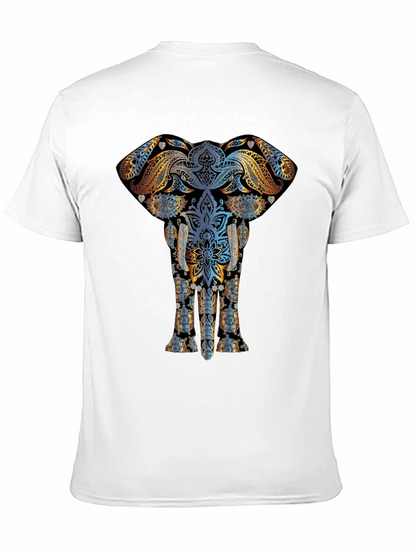 Elephant Mandala Graphic Print Black T-Shirt