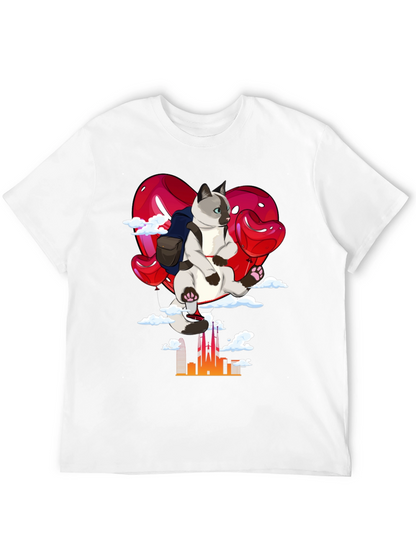 Cat Travel T-Shirt: Siamese on Balloon Adventure