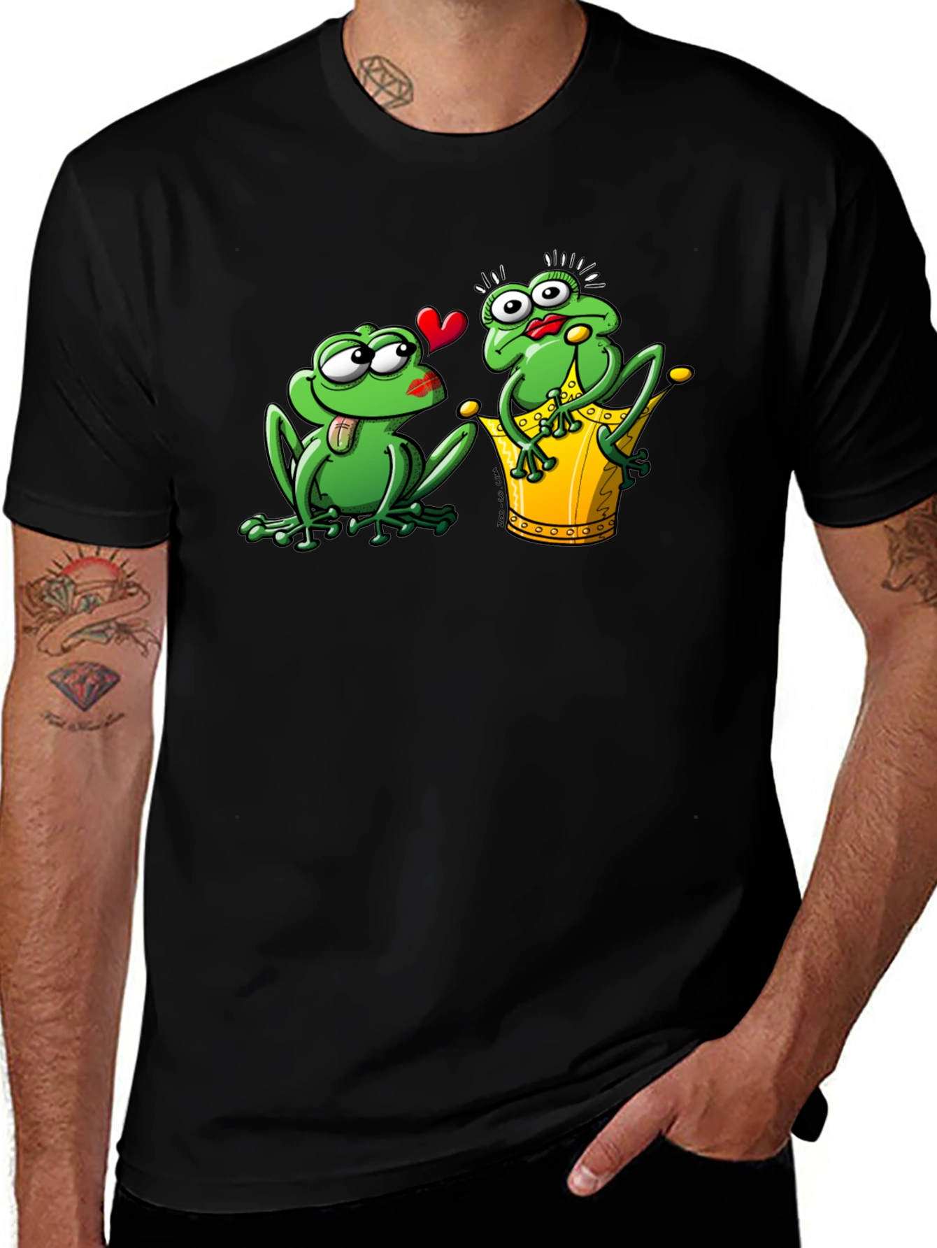 Frog Prince Kiss Black T-Shirt