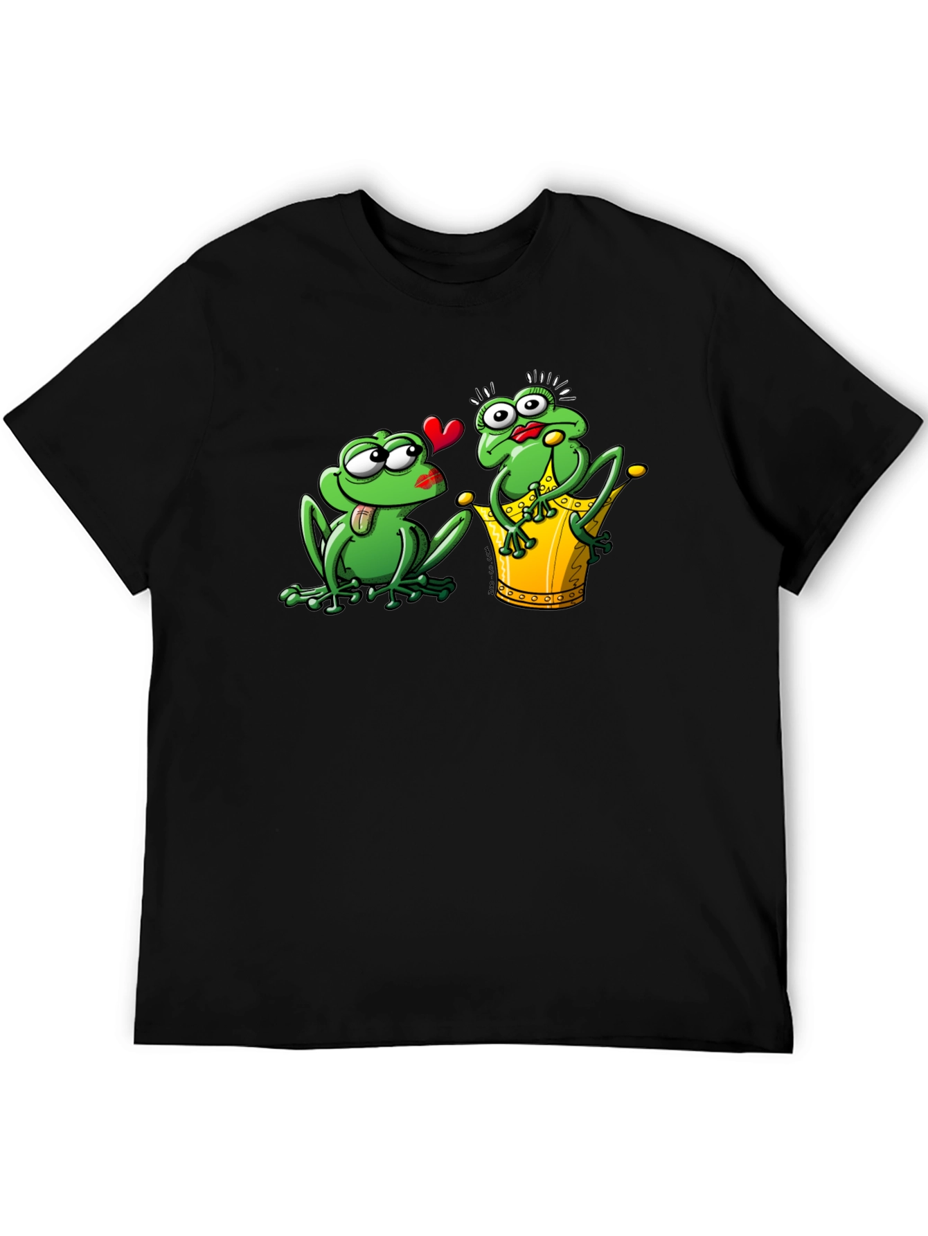 Frog Prince Kiss Black T-Shirt