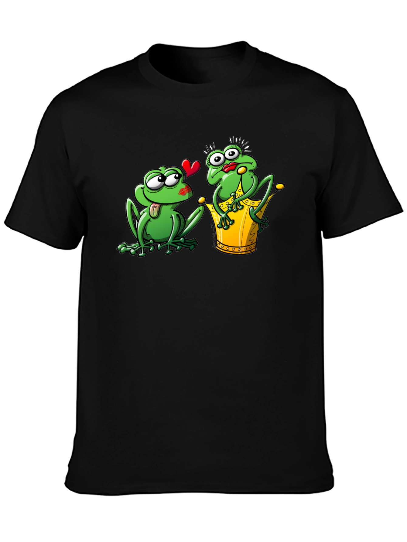 Frog Prince Kiss Black T-Shirt