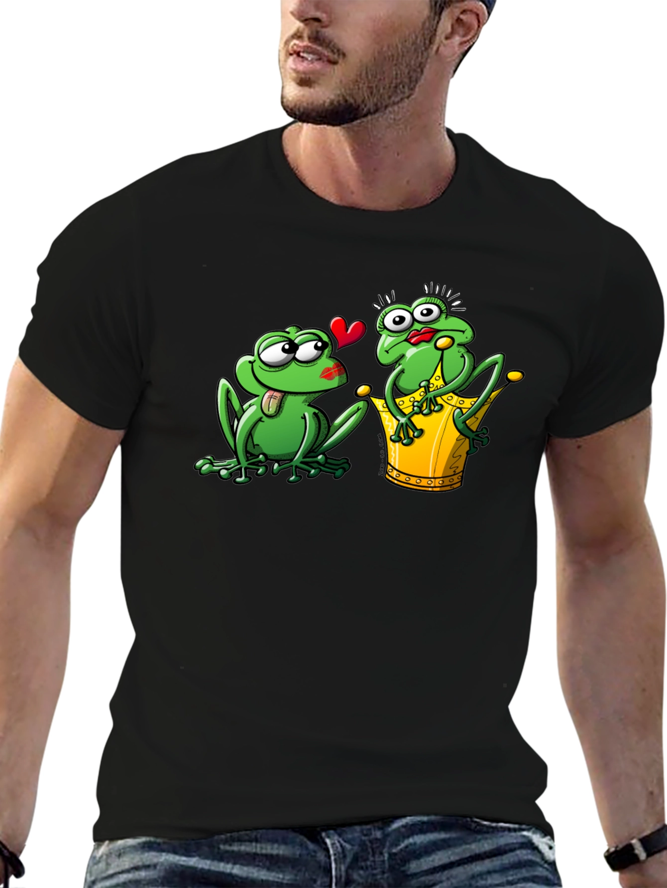 Frog Prince Kiss Black T-Shirt