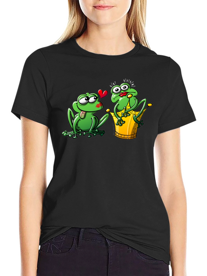 Frog Prince Kiss Black T-Shirt