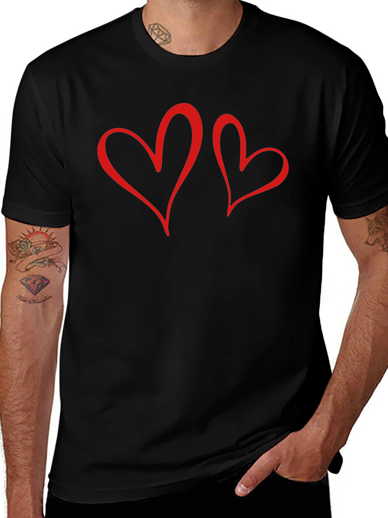 Romantic Hearts Graphic Tee - Black