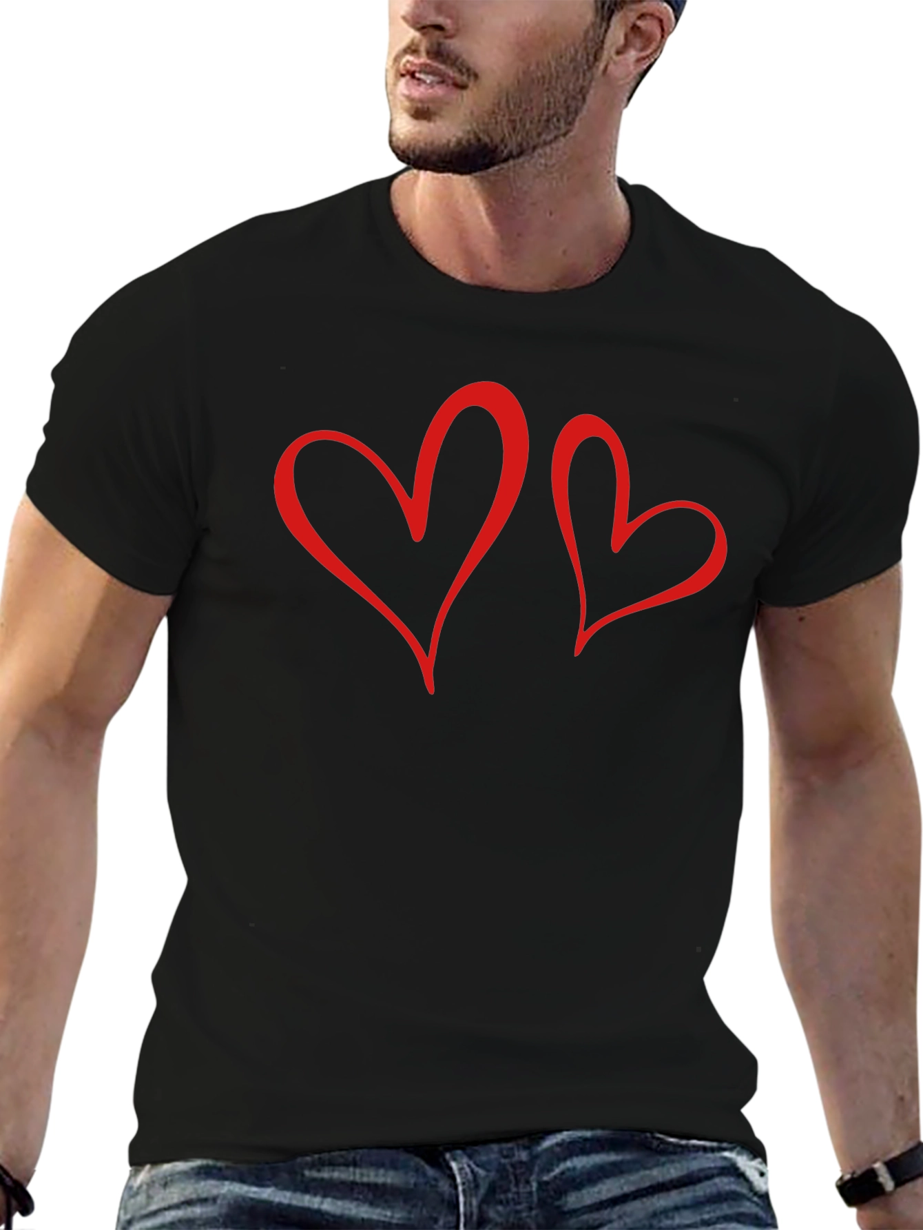 Romantic Hearts Graphic Tee - Black