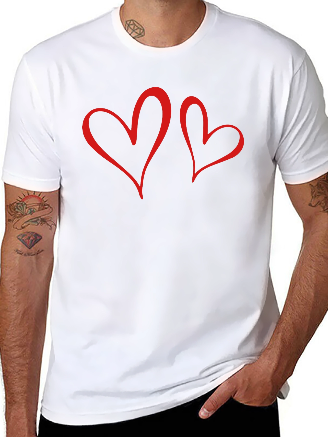 Romantic Hearts Graphic Tee - Black