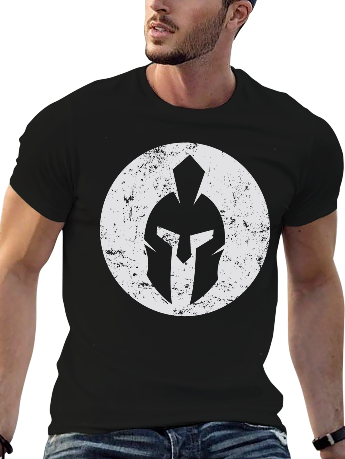 Spartan Helmet Graphic T-Shirt - Black