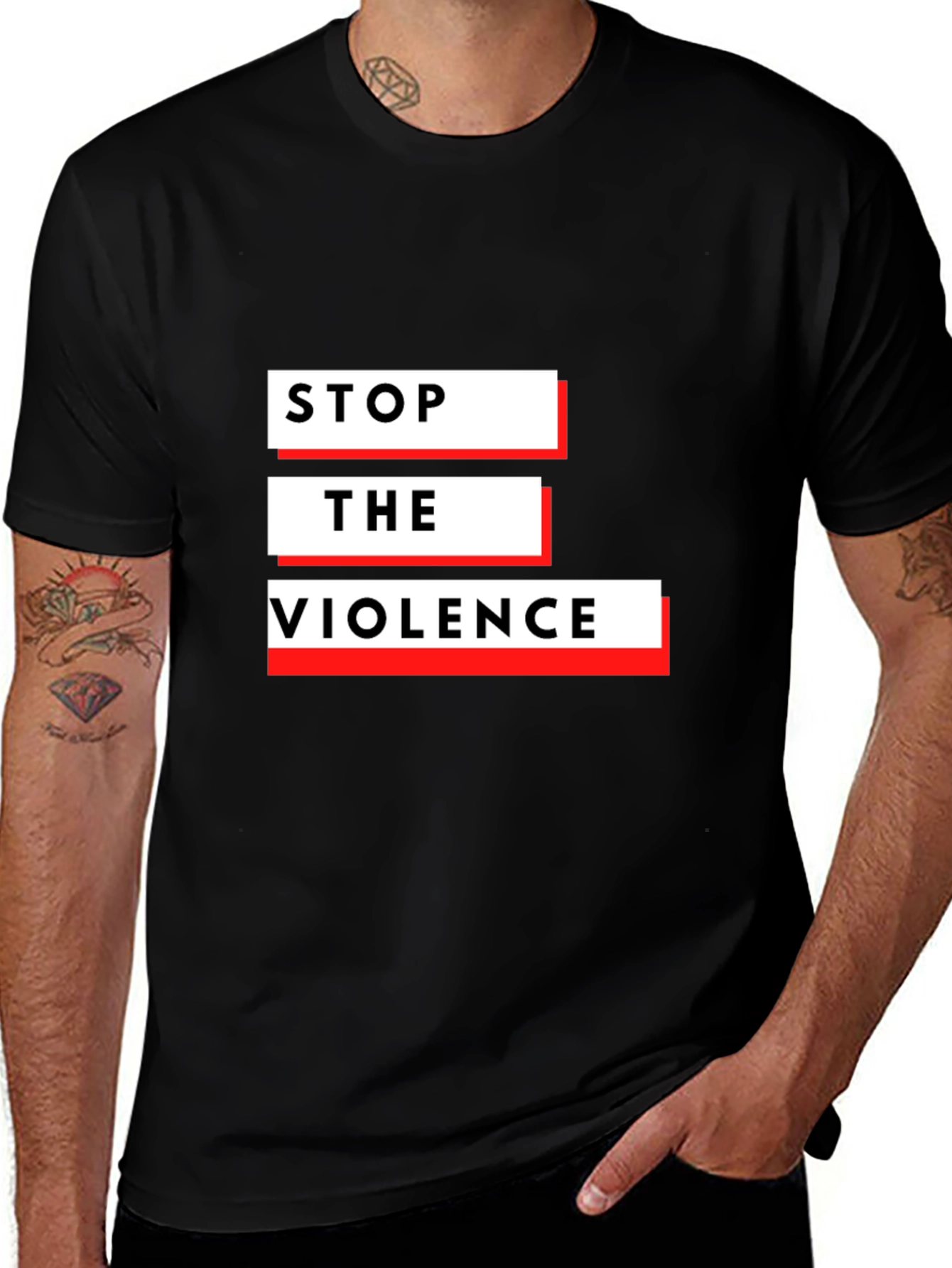 Stop The Violence Black Graphic T-Shirt