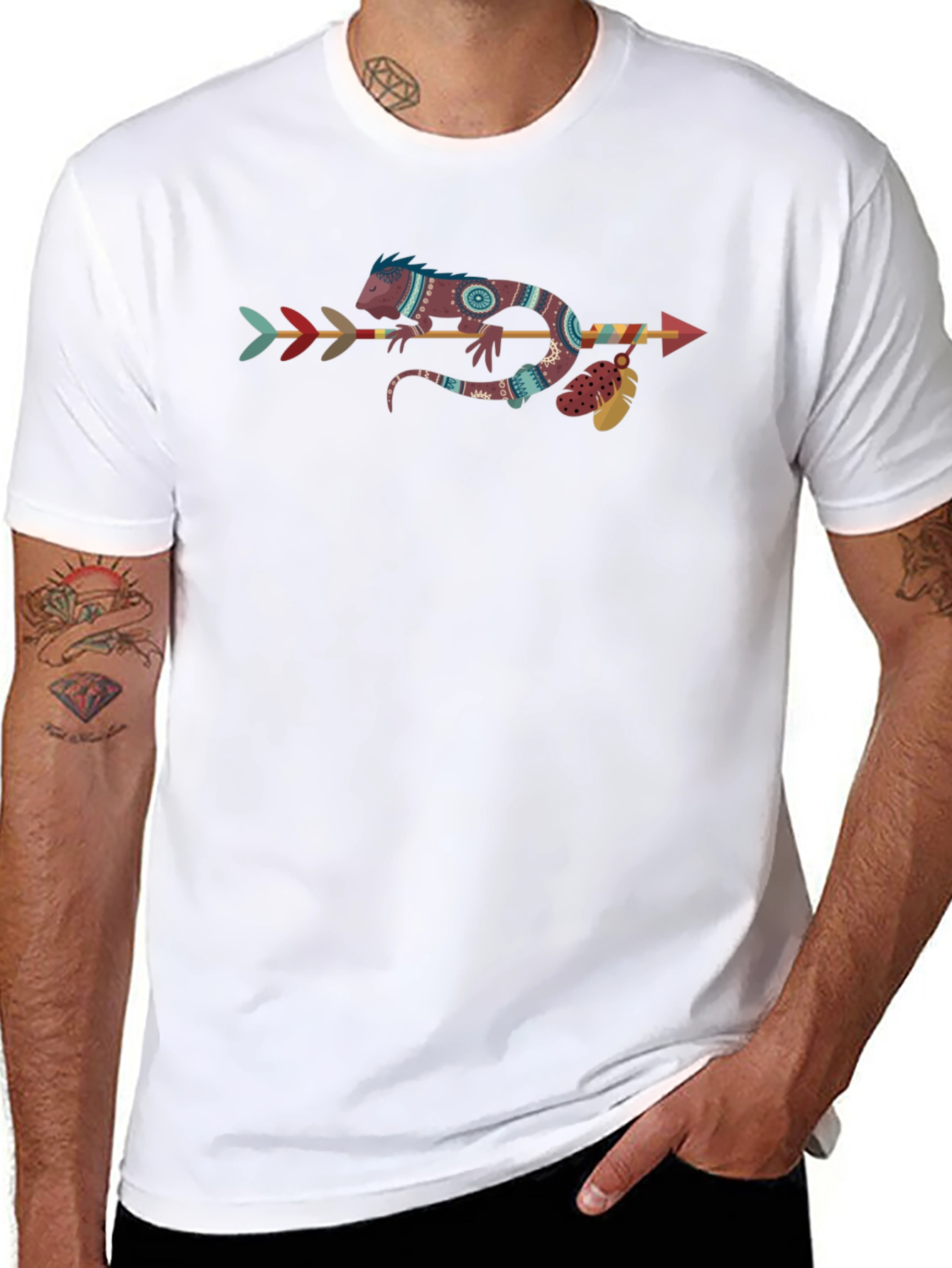 Tribal Lizard Arrow T-Shirt - Unique Graphic Tee
