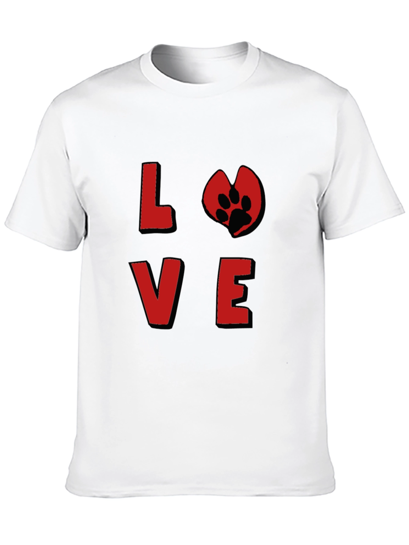 Love Paw Print Graphic Tee - Black Cotton T-Shirt