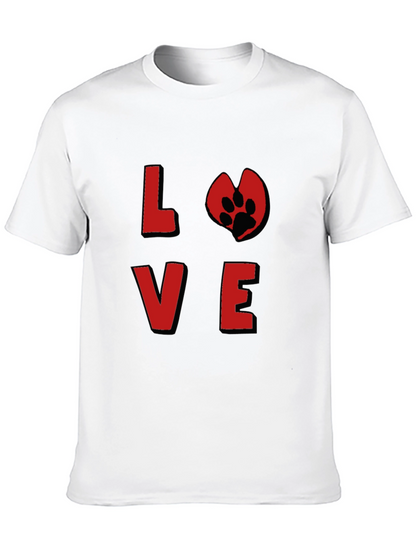 Love Paw Print Graphic Tee - Black Cotton T-Shirt