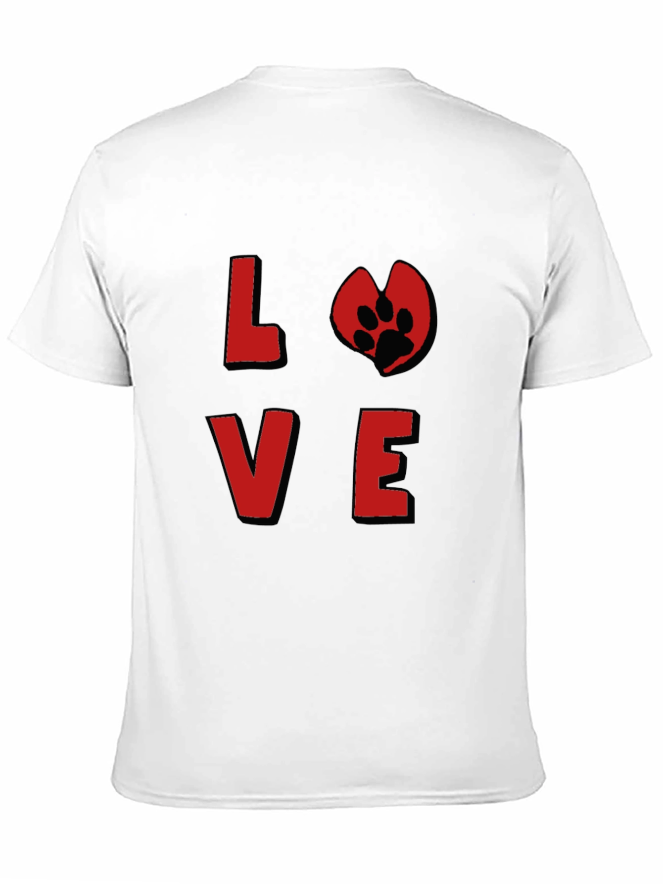 Love Paw Print Graphic Tee - Black Cotton T-Shirt