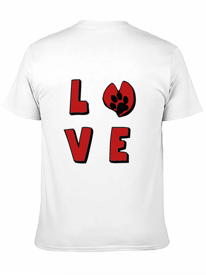 Love Paw Print Graphic Tee - Black Cotton T-Shirt