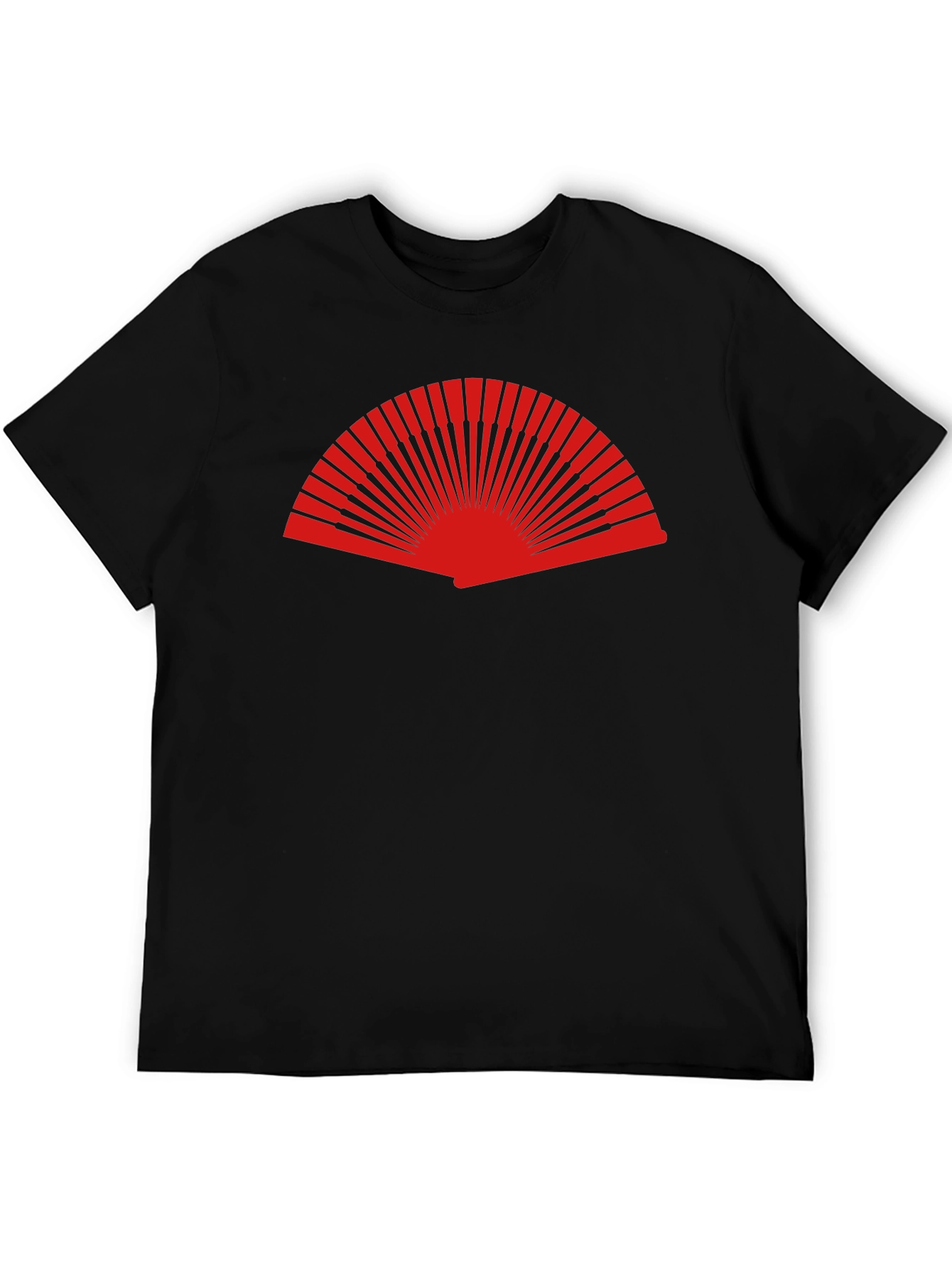 Red Fan Graphic Black T-Shirt - Stylish Casual Wear