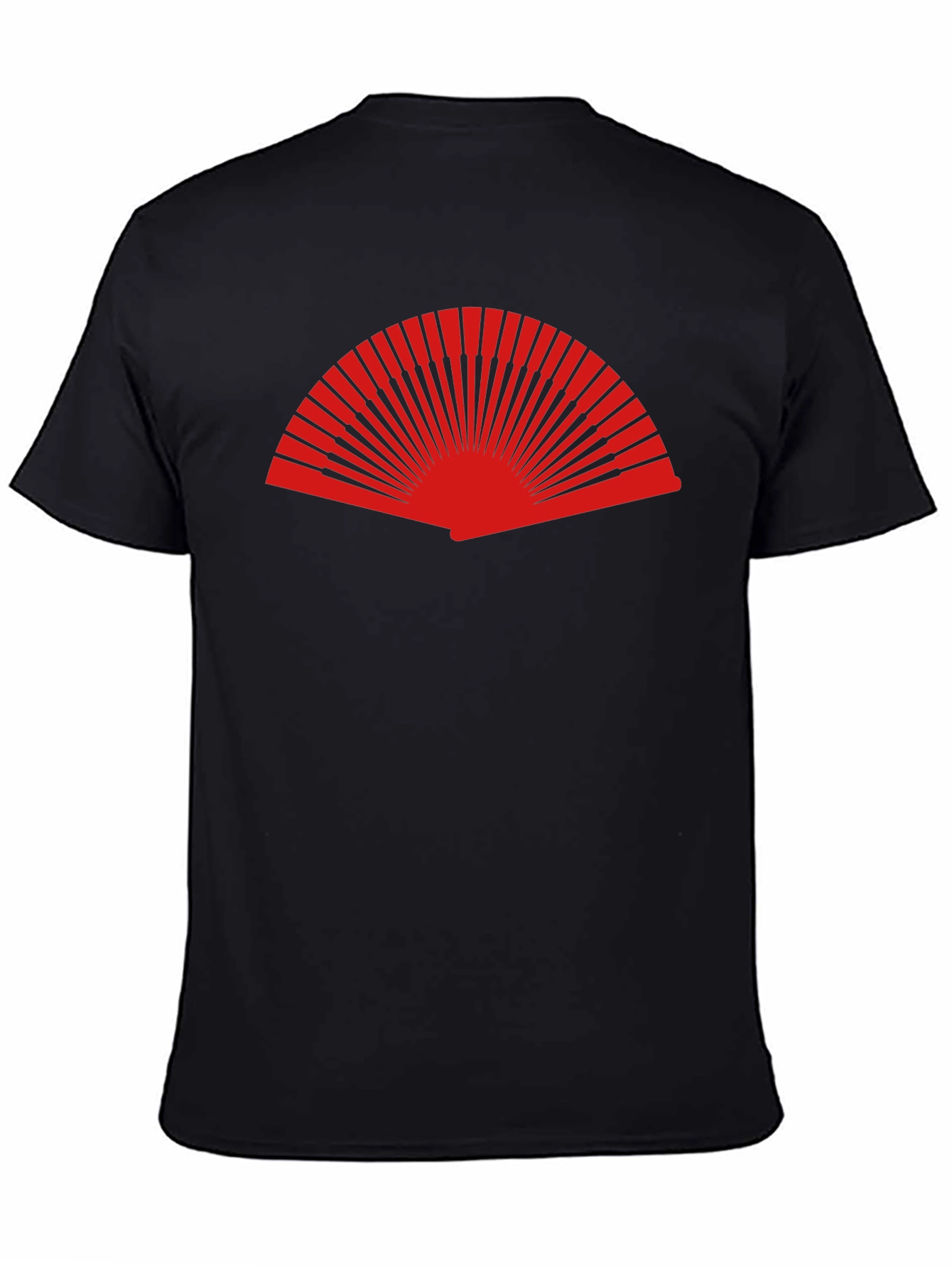 Red Fan Graphic Black T-Shirt - Stylish Casual Wear