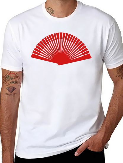 Red Fan Graphic Black T-Shirt - Stylish Casual Wear