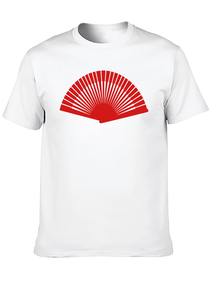 Red Fan Graphic Black T-Shirt - Stylish Casual Wear