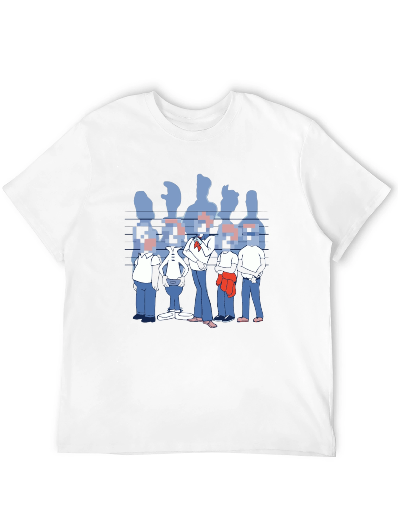 Pixelated Faces Graphic Black T-Shirt