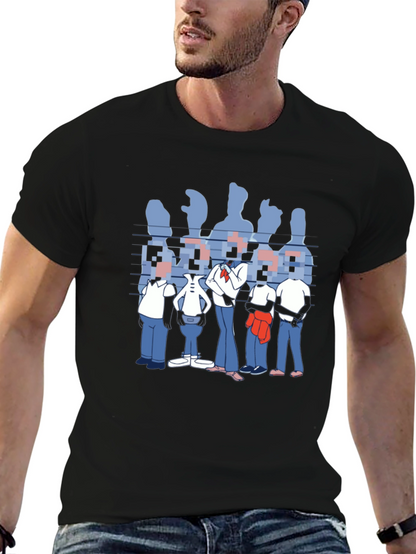 Pixelated Faces Graphic Black T-Shirt