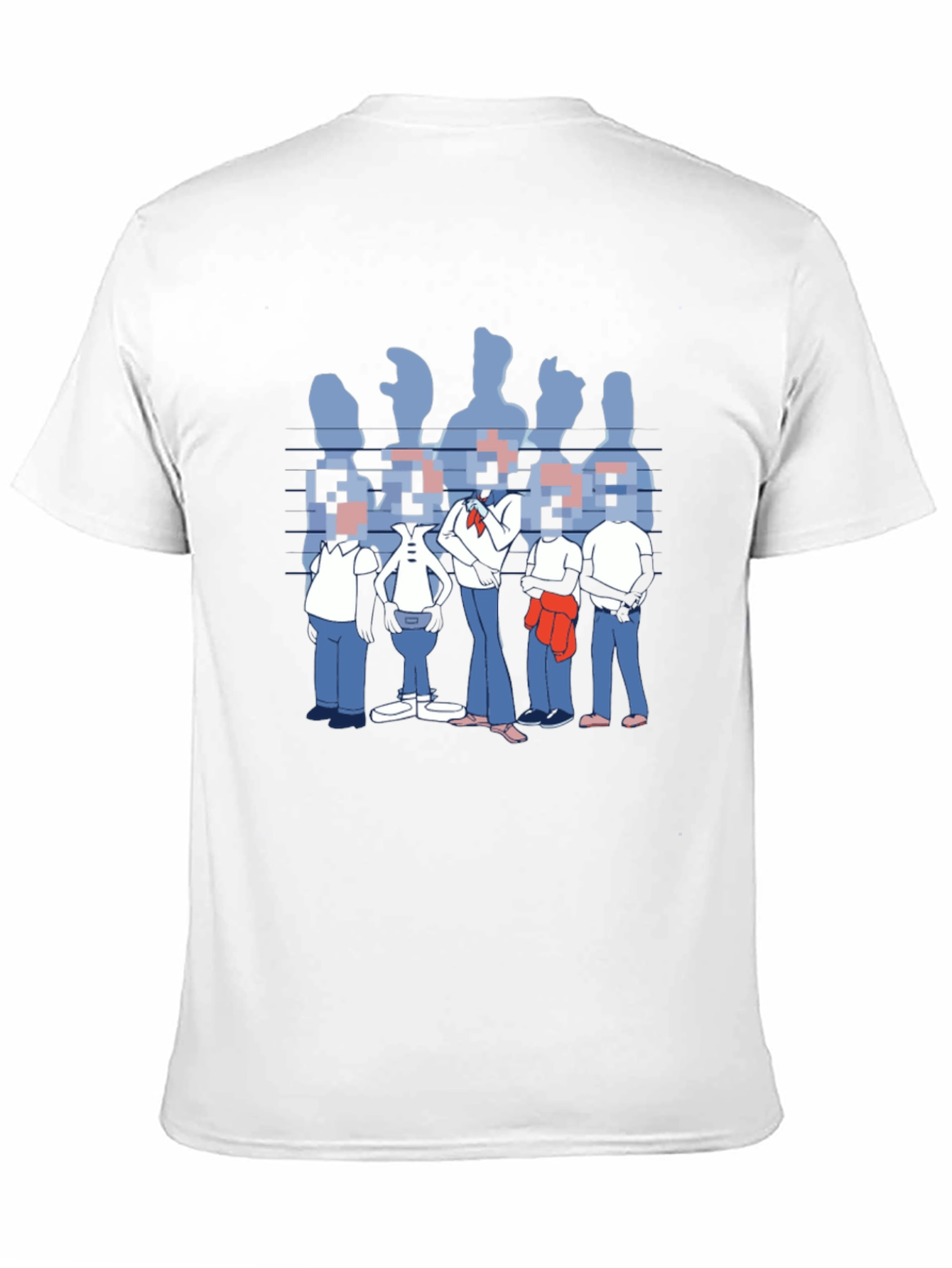 Pixelated Faces Graphic Black T-Shirt