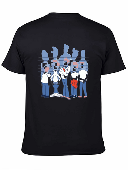 Pixelated Faces Graphic Black T-Shirt