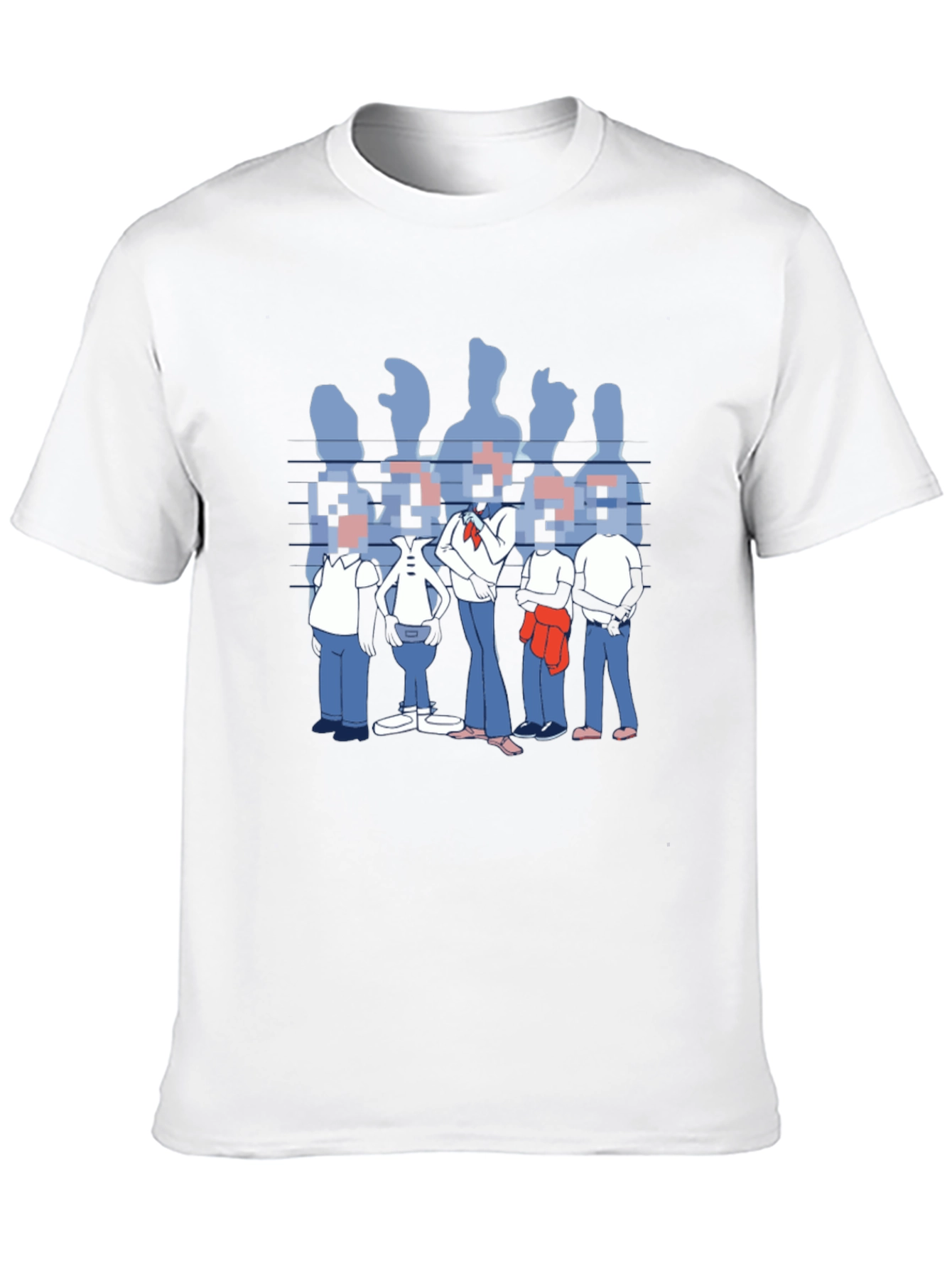 Pixelated Faces Graphic Black T-Shirt