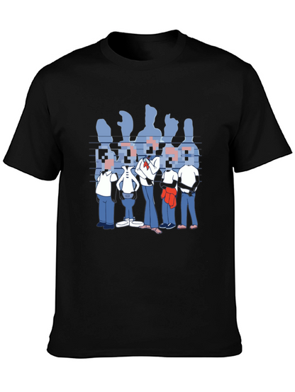 Pixelated Faces Graphic Black T-Shirt