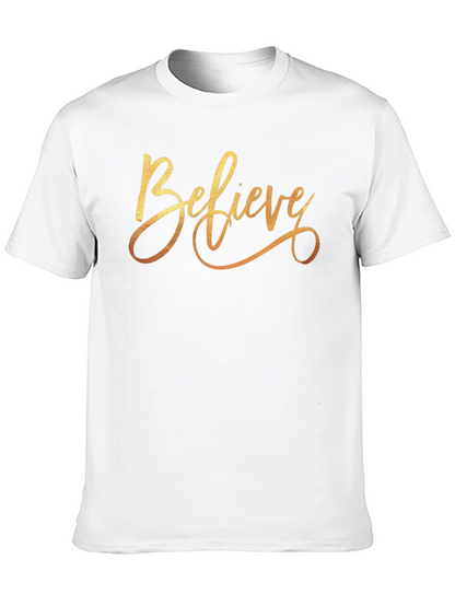 Believe Gold Script Black T-Shirt