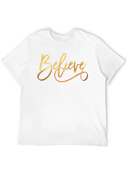 Believe Gold Script Black T-Shirt