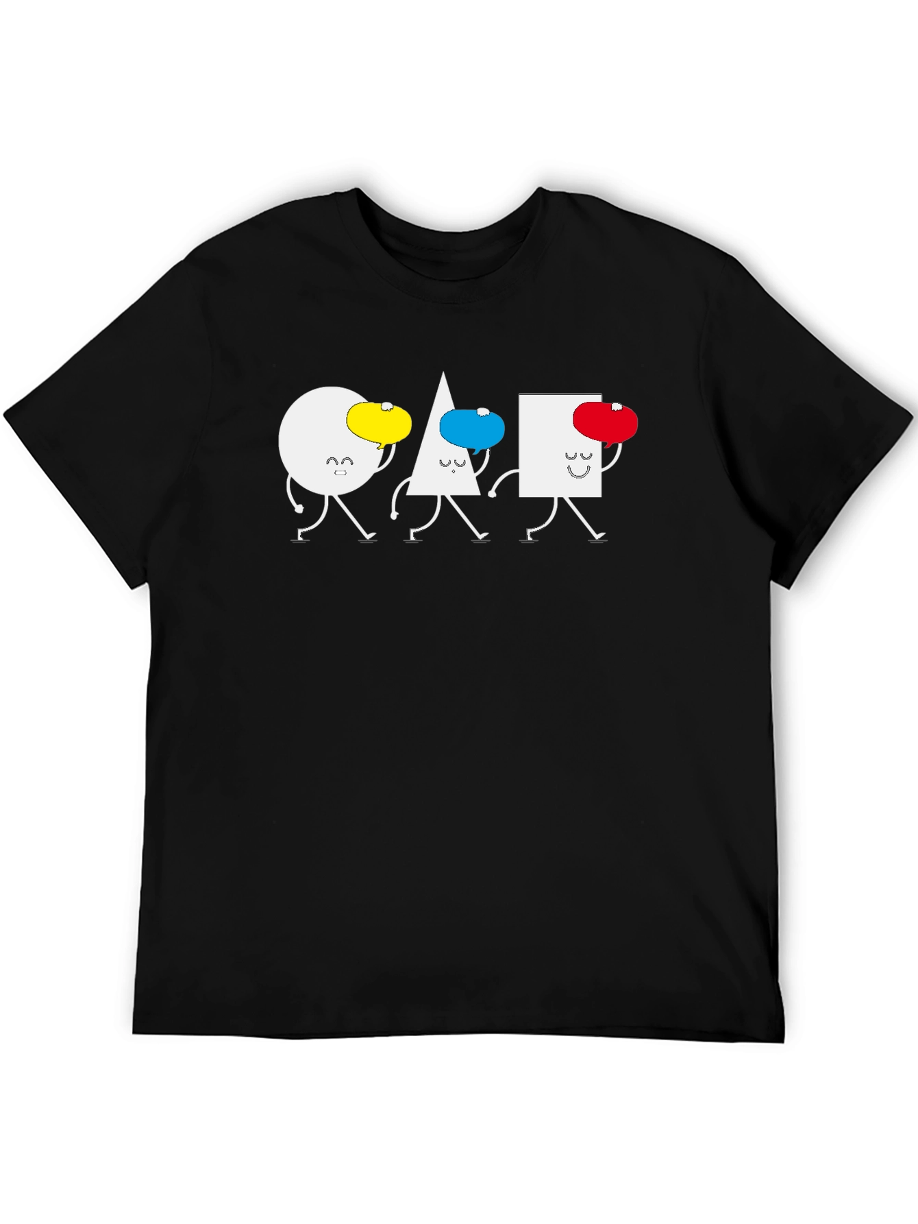 Geometric Shapes Walking T-Shirt - Black