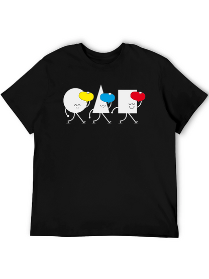 Geometric Shapes Walking T-Shirt - Black