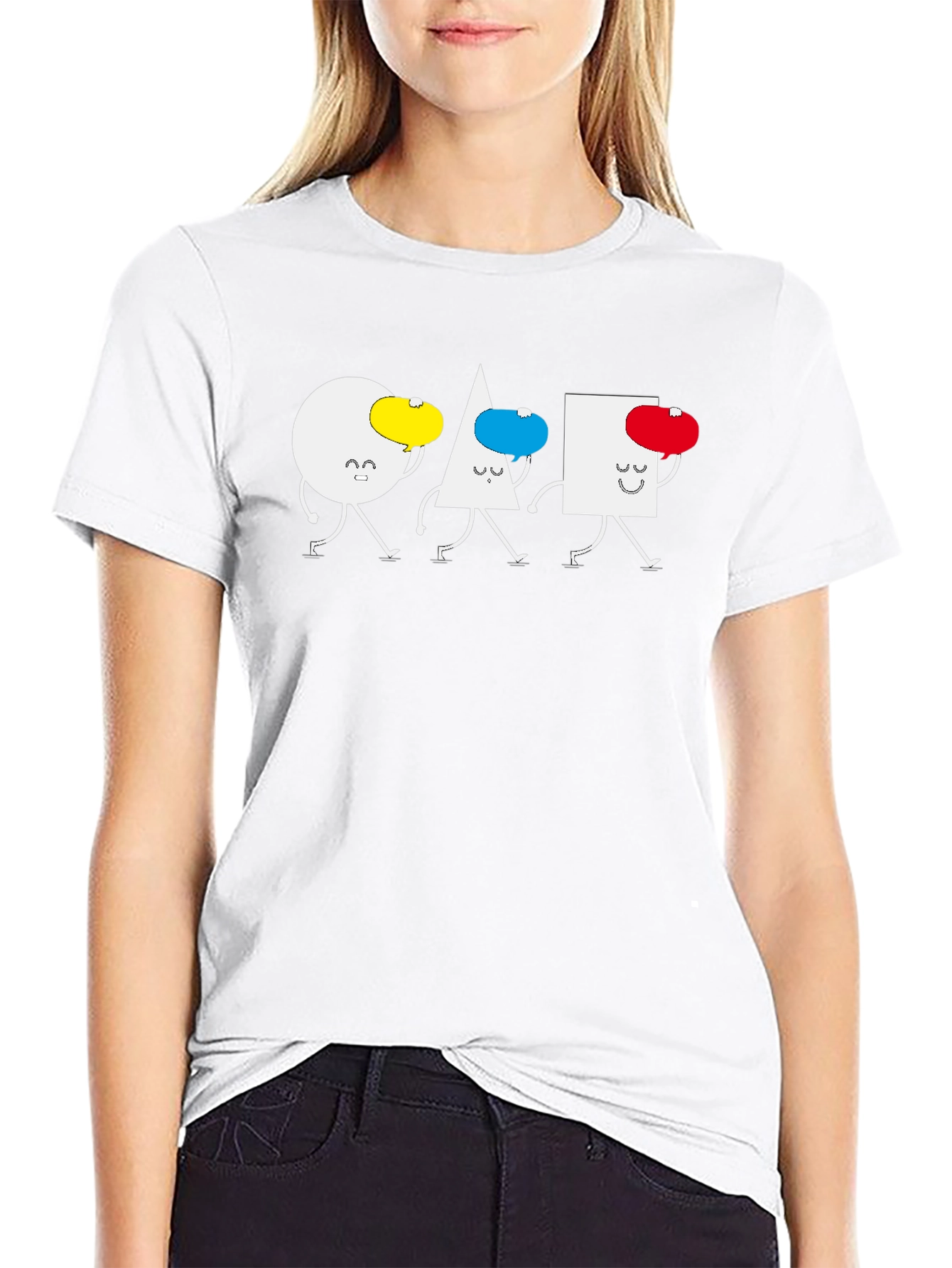 Geometric Shapes Walking T-Shirt - Black