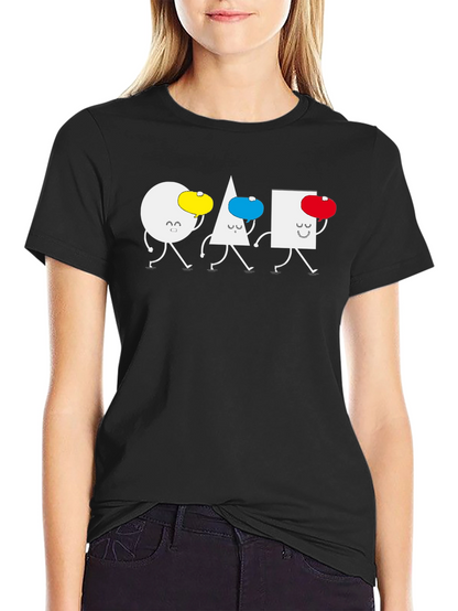 Geometric Shapes Walking T-Shirt - Black
