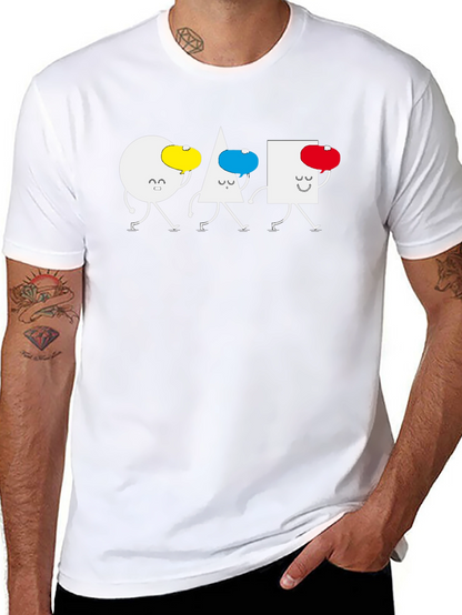 Geometric Shapes Walking T-Shirt - Black