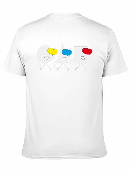 Geometric Shapes Walking T-Shirt - Black