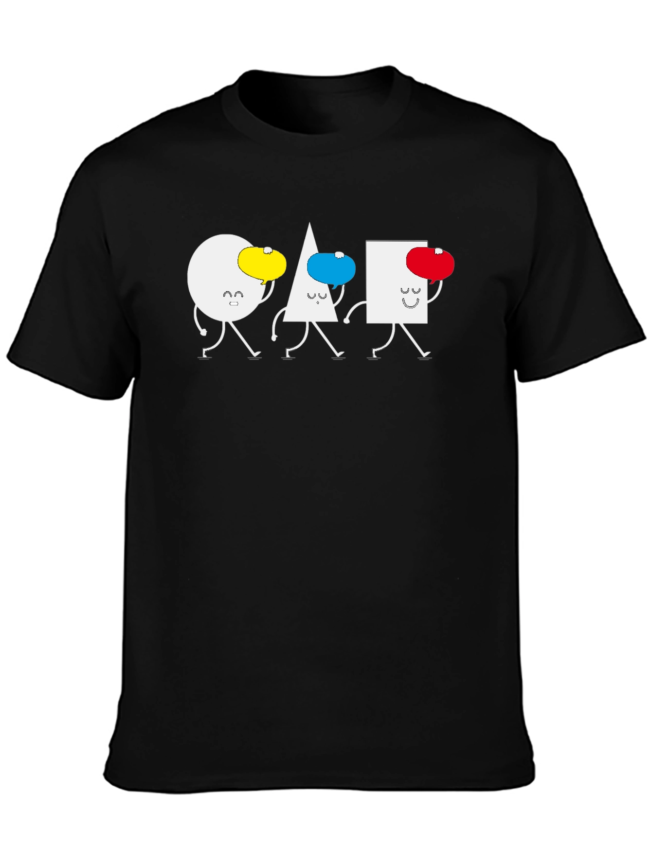 Geometric Shapes Walking T-Shirt - Black