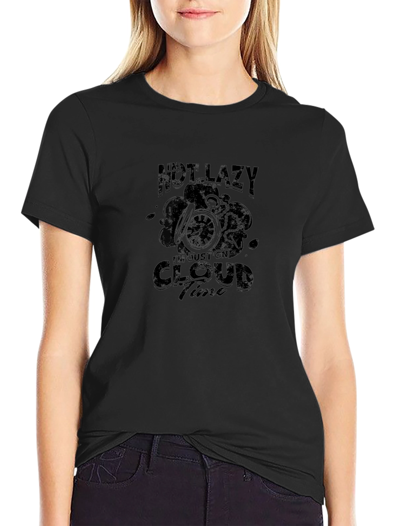 Cloud Time T-Shirt - Relaxed Fit Black Tee