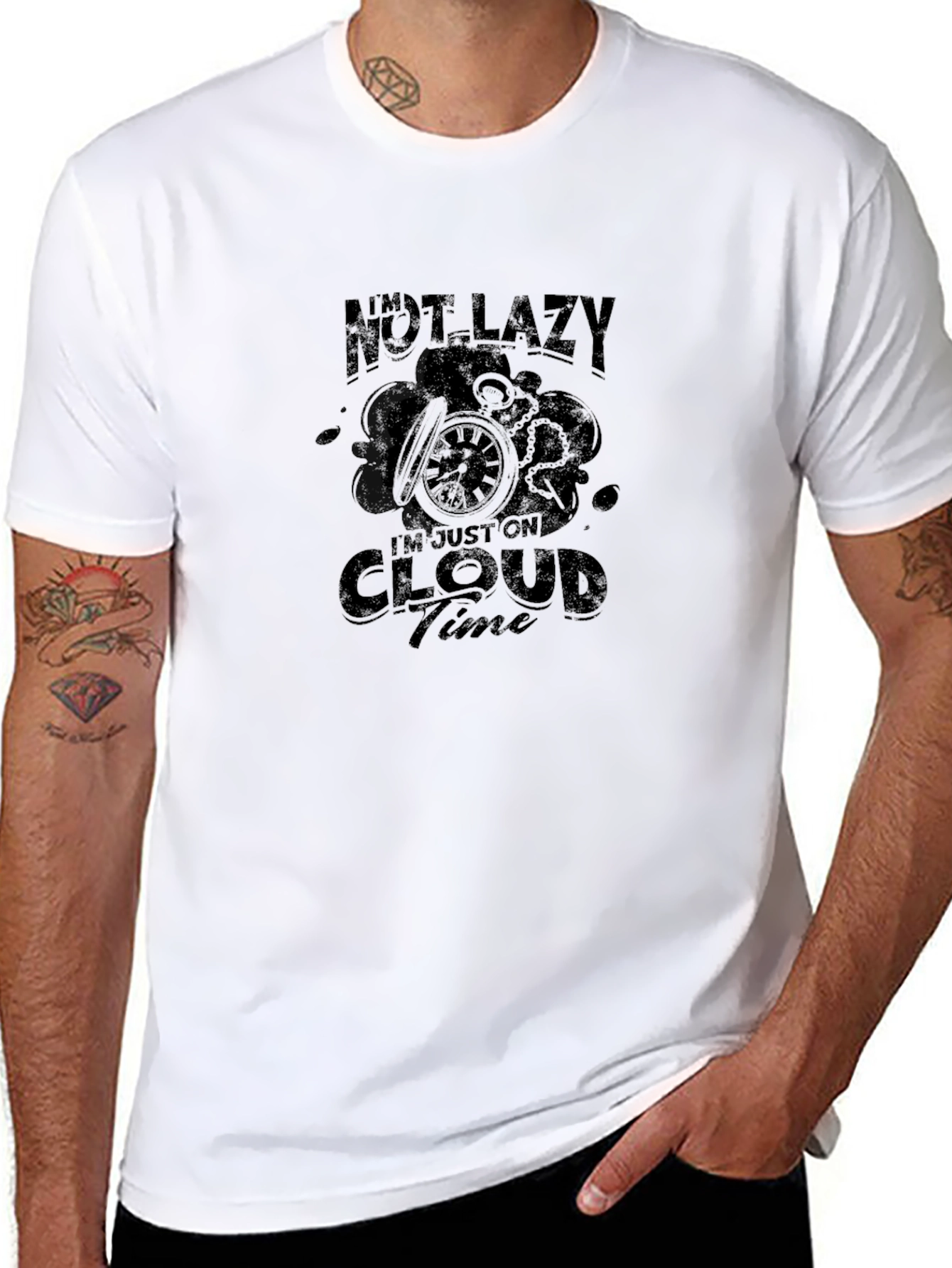 Cloud Time T-Shirt - Relaxed Fit Black Tee