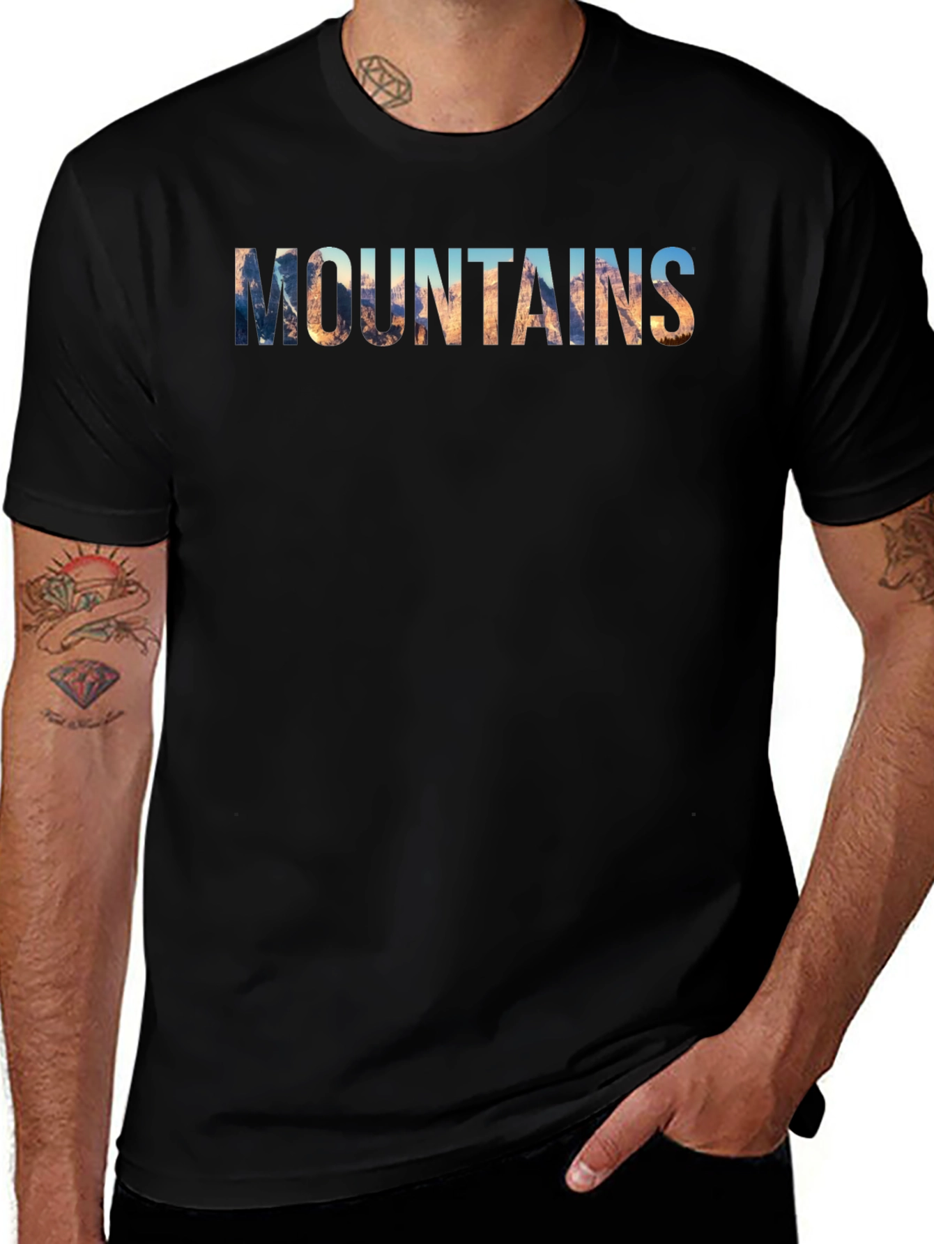 Mountains Graphic Print Mens T-Shirt