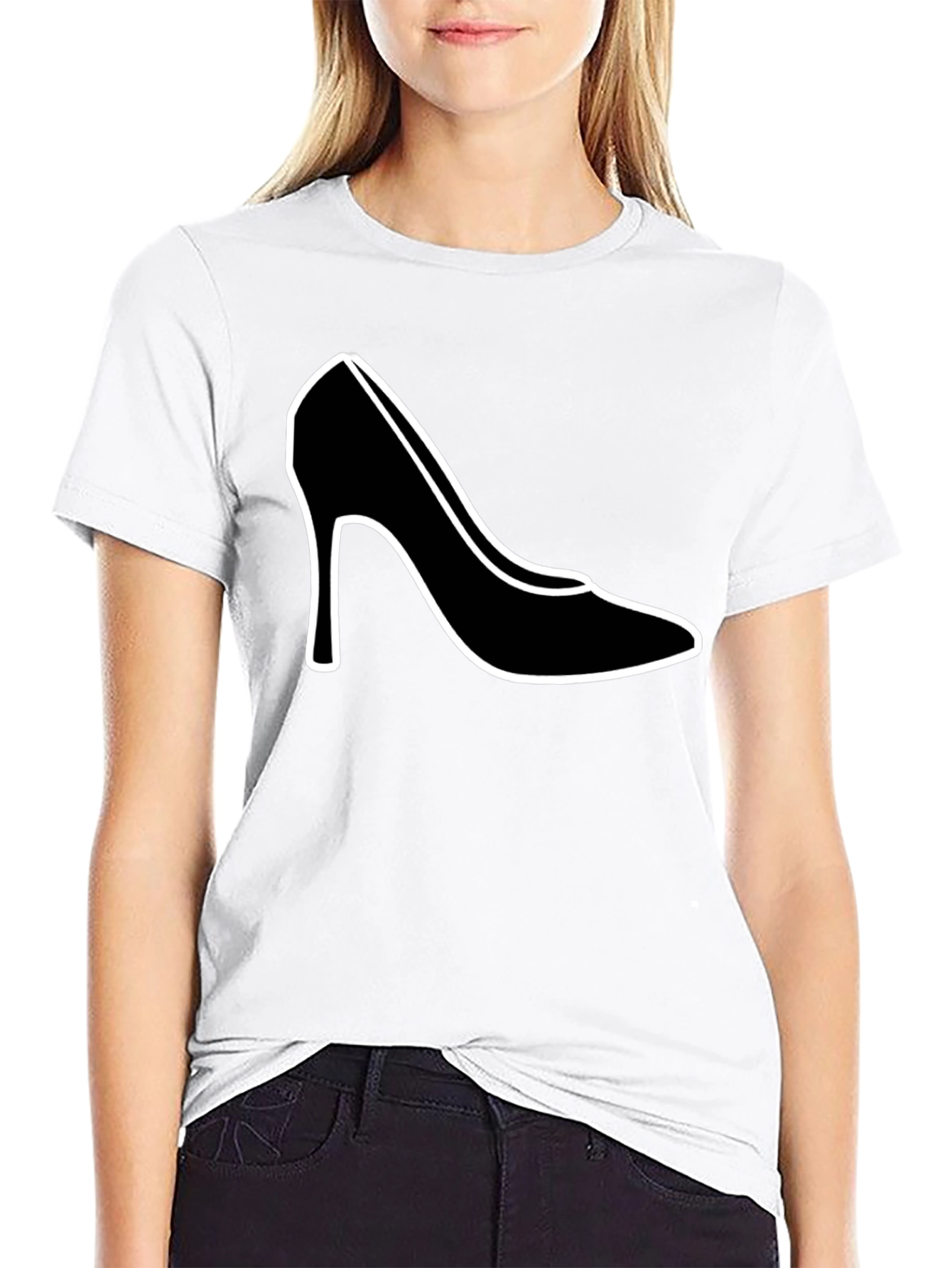 High Heel Shoe Graphic T-Shirt - Trendy Black Tee