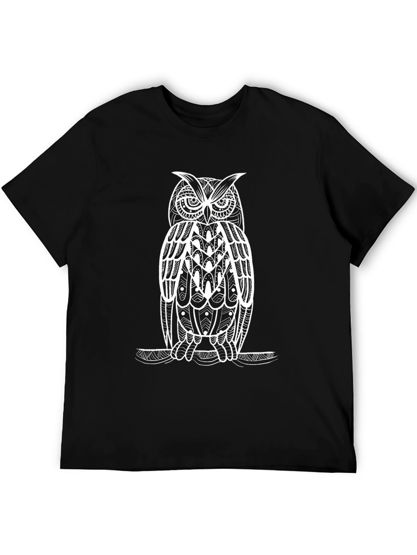 Black Owl Graphic Tee - Stylish Mens Cotton T-Shirt