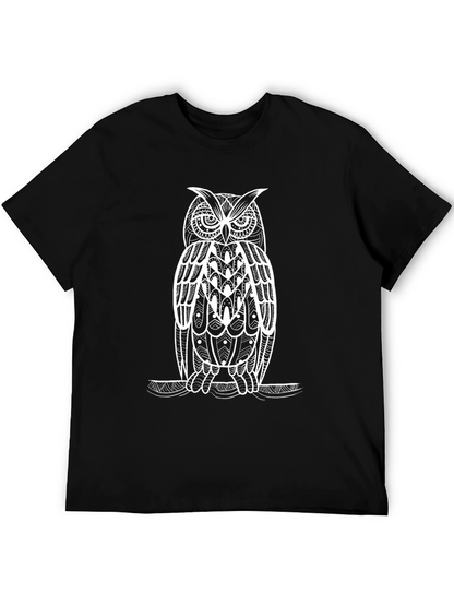 Black Owl Graphic Tee - Stylish Mens Cotton T-Shirt