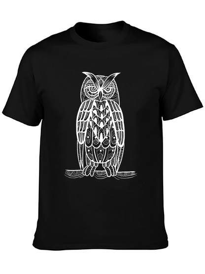Black Owl Graphic Tee - Stylish Mens Cotton T-Shirt