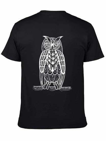 Black Owl Graphic Tee - Stylish Mens Cotton T-Shirt
