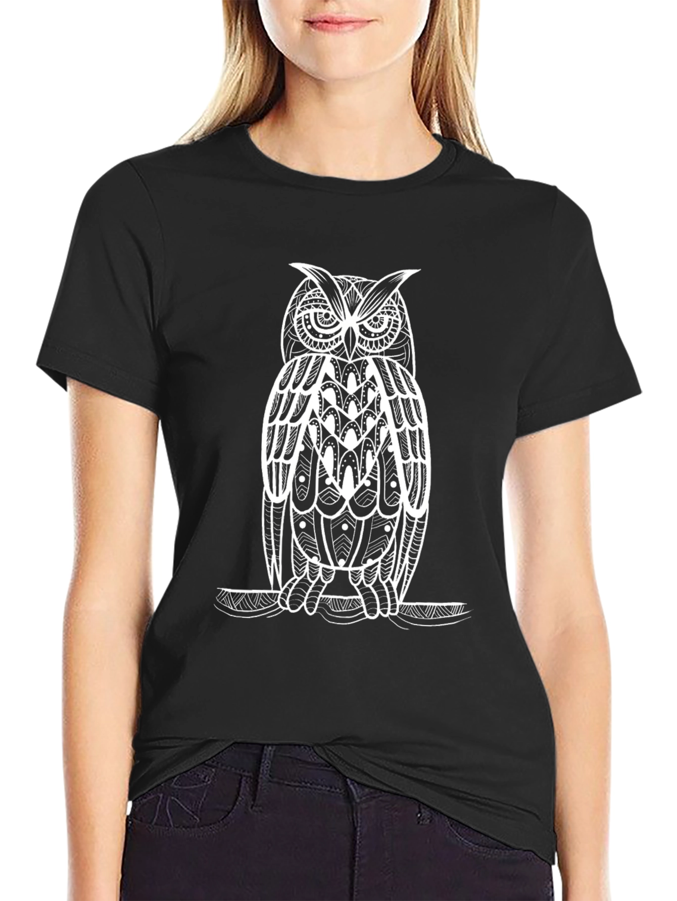 Black Owl Graphic Tee - Stylish Mens Cotton T-Shirt